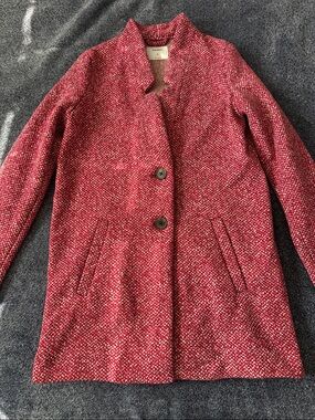 Old Navy Red Tweed Stand-Collar Peacoat